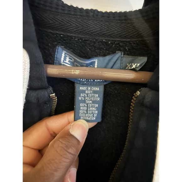 Polo Ralph Lauren Hoodie Mens XXL Black Full Zip Sweatshirt Red Pony Logo - Picture 5 of 7